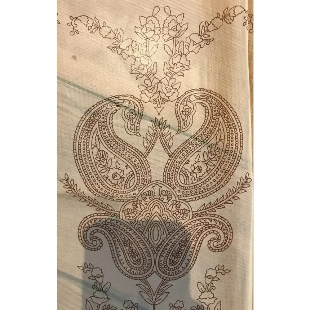 Set Pair 2 Vtg Style Paisley Indian Henna Design Handmade Sheer Curtain Panels